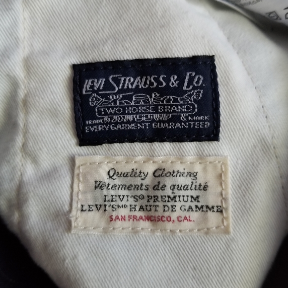 LEVI'S Premium Pull On Taper Pants Navy Blue Pinstripe Size S - Picture 11 of 16